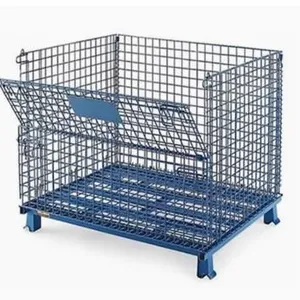 Wholesale Price Heavy Duty Galvanized Steel Folding Storage Cage for Logistic Transportation thumbnail-2
