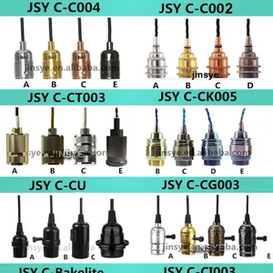 E26 Gold Brass Bulb Light Sockets Lamp Socket Solid Brass Lamp Holder With Switch Rings Pull Chain thumbnail-5