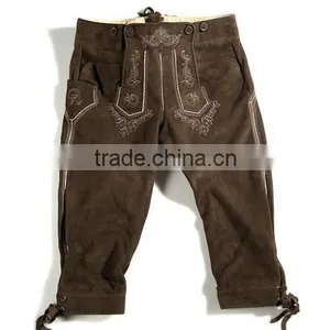 Children Lederhose Genuine Suede Bavarian Lederhosen Kniebund Dark Brown thumbnail-1