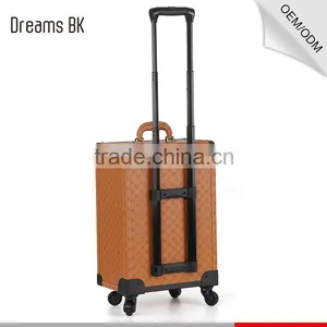 Flower PVC Professional Make up Tool Trolley Case With 4 Wheels thumbnail-3