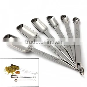 Manufacturer High Quality Stainless Steel Square Head Measuring Spoons Set of 6 Coffee Measuring Spoon Set thumbnail-1