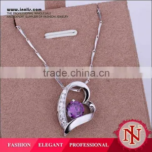 Magnetic White Gold Plated Necklaces Jewelry With Purple Crystal LKNS925P014 thumbnail-1