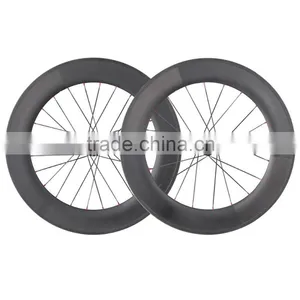 2016 Carbon Track Bike Wheelset Track Wheels 88mm Tubular Road Bike Track Wheel Novatec Hub thumbnail-1
