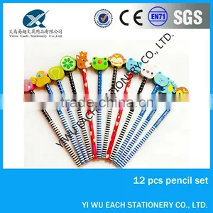 7" HB Plastic Mantle Wooden Pencil With Cartoon Rubber Custom Logo thumbnail-1