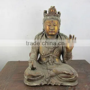 Chinese Antique Natural Wooden Buddha thumbnail-1