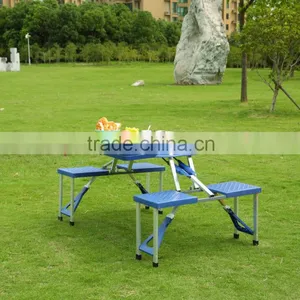 Portable Blue Plastic Outdoor Folding Table and Chairs thumbnail-1