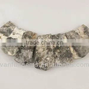 A Grade White Pyrite Rectangle Freeform Beads for Necklace thumbnail-1