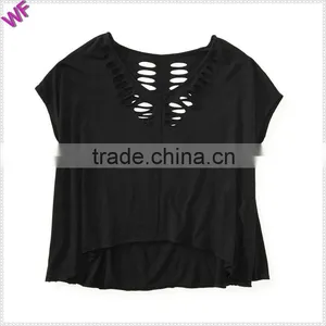 Custom Womens Casually Broken Hole Cool Crop Tee thumbnail-4