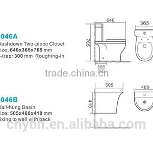 Sanitary Ware Ceramic Bathroom Designs Two Piece Toilet thumbnail-3