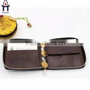 Brown Fabric Mens Wallet Black PU Money Clip Wallet for Men With Zipper Closure thumbnail-3