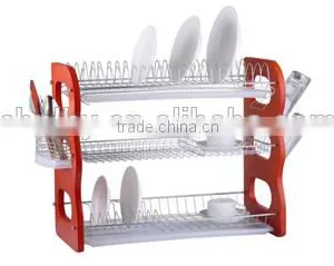 China LBY Hot-sale Wooden 3 Tiers Dish Rack With Tray and Cutlery Holder thumbnail-1