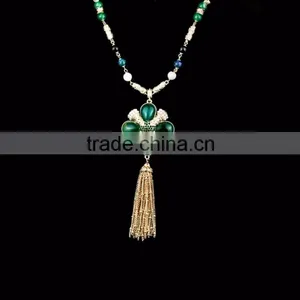 Latest Design Beautiful Bali Neon Tassel Necklace Long Set thumbnail-2