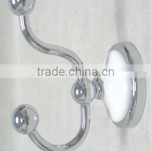 High Grade Quality Metal Chrome Finish White Ceramic Robe Hook,Coat Hooks Bathroom Accessories thumbnail-1
