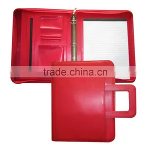 Portable Leather Bound Document Folder With Carry Handle thumbnail-1