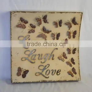 12B660NW-B Decorative Butterfly and Words Design Metal Wall Plaque thumbnail-1