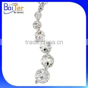 Fashion White Gold Plated Pave Clear Cubic Zircon CZ 925 Sterling Silver Journey Pendant Necklace Pendant thumbnail-1