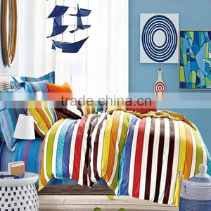 100% Cotton Pigment Print New Stripe Design Bright Color Bedding Sets thumbnail-1