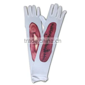 White Halloween Costume Long Arm Gloves LG-027 thumbnail-2