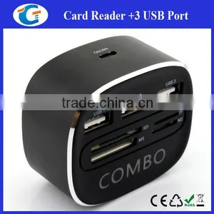 3 Ports Hub Usb With Card Readers - Customized Led Logo for Gifts thumbnail-3