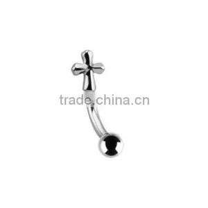 Surgical Steel Cross Eyebrow Ring Body Jewelry Wholesale thumbnail-1