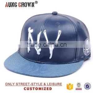 Customize Faux Leather Hat Snapback Cap thumbnail-3
