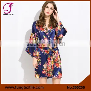 FUNG 3002 Women Satin Floral Kimono Robe thumbnail-4