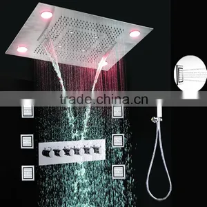 Luxury Bathroom Accessories 5 in 1 Multicolor Remote Control Embed Ceiling Led Rainfall Waterfall Shower Set thumbnail-2