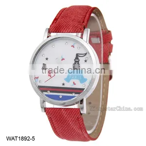 Eiffel Tower Casual Jean Canvas Wrist Watch thumbnail-5