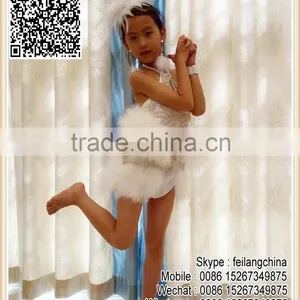 New Design Cute White Feather Party Performance Costume For Kids thumbnail-2
