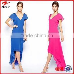 Open Back Long Tail Cocktail Dress With V-shaped Neckline thumbnail-1