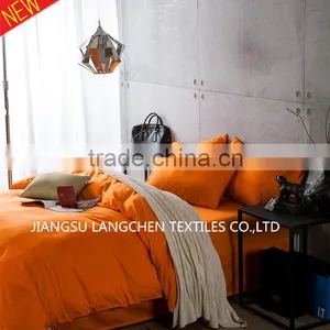 Spring/Summer Bright Color Satin Cotton Classic Orange Bedding Set thumbnail-1
