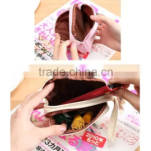 New Coming Women Girls Double Zipper Fabric Coin Purse Wallet Case Mobile Phone Bag thumbnail-3