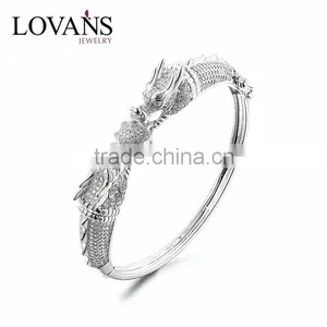 Sterling Silver Dragon Bangle Bracelets Wholesale SBG395W thumbnail-1