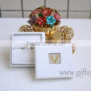 Wedding Creative Custom Ring Box With Beaded Name Plate of O For Engagement thumbnail-3