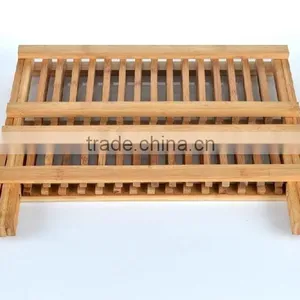 Bamboo Scissor Style Folding Dish Rack /Flatware Holder Set. thumbnail-3
