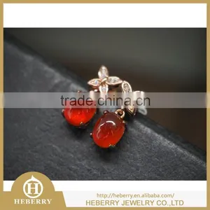 Precious Garnet Gemstone Jewelry Earring Style With 925 Sterling Silver Plating Gold Color thumbnail-4
