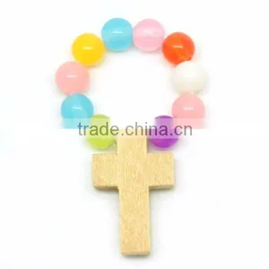High Quality Catholic Wooden Cross Ring, Religious Glass Rosary Ring thumbnail-1