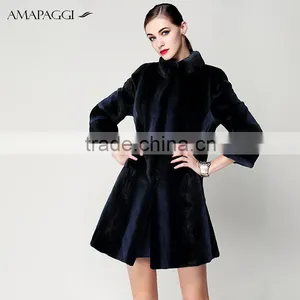 Hot Sale Women Long Cashmere Coat With Mink thumbnail-1