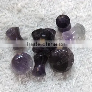 Natural Amethyst Double Flare Gemstone Ear Plugs,ear Piercing Plugs thumbnail-2