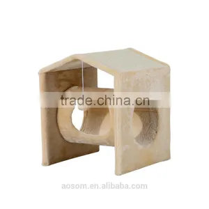 Pawhut Cat Tree Cat Play House Activity Center W/Toy-Cream thumbnail-3