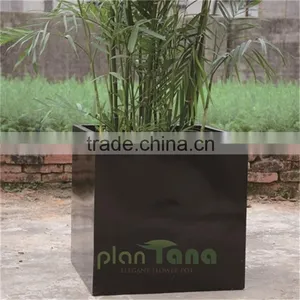 High Quality Square Glazed Black Glass Fiber Flower Pot thumbnail-1