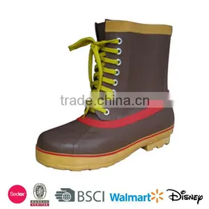 Durable Men Brown Ankle Rubber Boots With Laces thumbnail-1