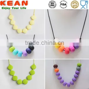 Different Style Silicone Bead Necklace Silicone Teething Necklace Quartz Pink Blue Green thumbnail-3