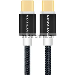 Voxlink 0.5m TYPE-C Male to Male Mobile Phone Data Cable Charging Cable Nylon Braided Metal Wire Black thumbnail-2