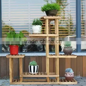 China Factory Customize Wooden Standing Flower Pot Rack thumbnail-3