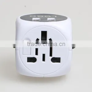 SYW-12 New Arrival Universal World Swiss Travel Adaptor Adapter Plug With 2 Usb Port and Built in Safety Shutter thumbnail-6