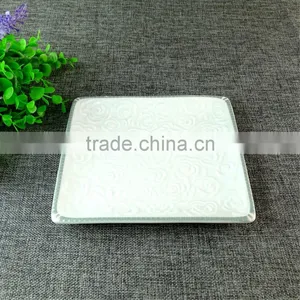 Rose Royal Printing Flat White Porcelain Square Dinner Plates Dishes Bulk thumbnail-2