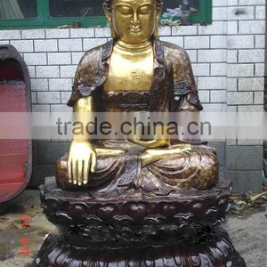 Brass Sitting Buddha Statue on Elephant Statue thumbnail-1