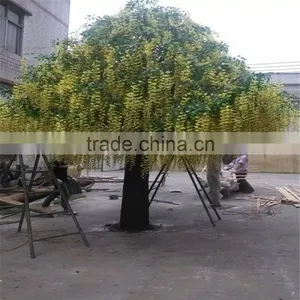 SJ201710030 China Manufacturer Artificial Yellow Pudding Flower Blossom Tree thumbnail-1