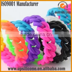 Colorful Fluorescent Braided Silicone Bracelets Silicone Chain Bracelet thumbnail-1